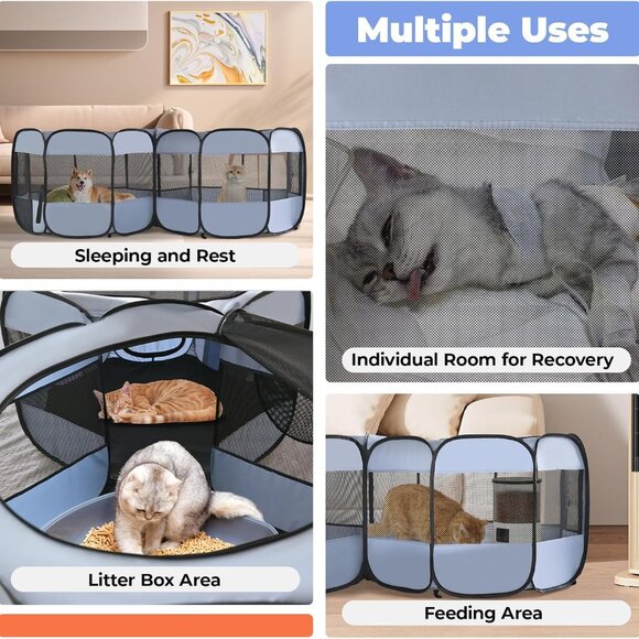 Foldable Indoor Outdoor Pop Up Playpen for Dogs & Cats - Easy Setup & Transport - Picture 2 of 9